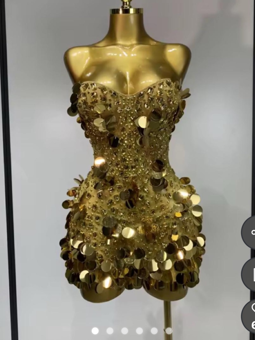 Gold Sequin Embellished Mini Dress